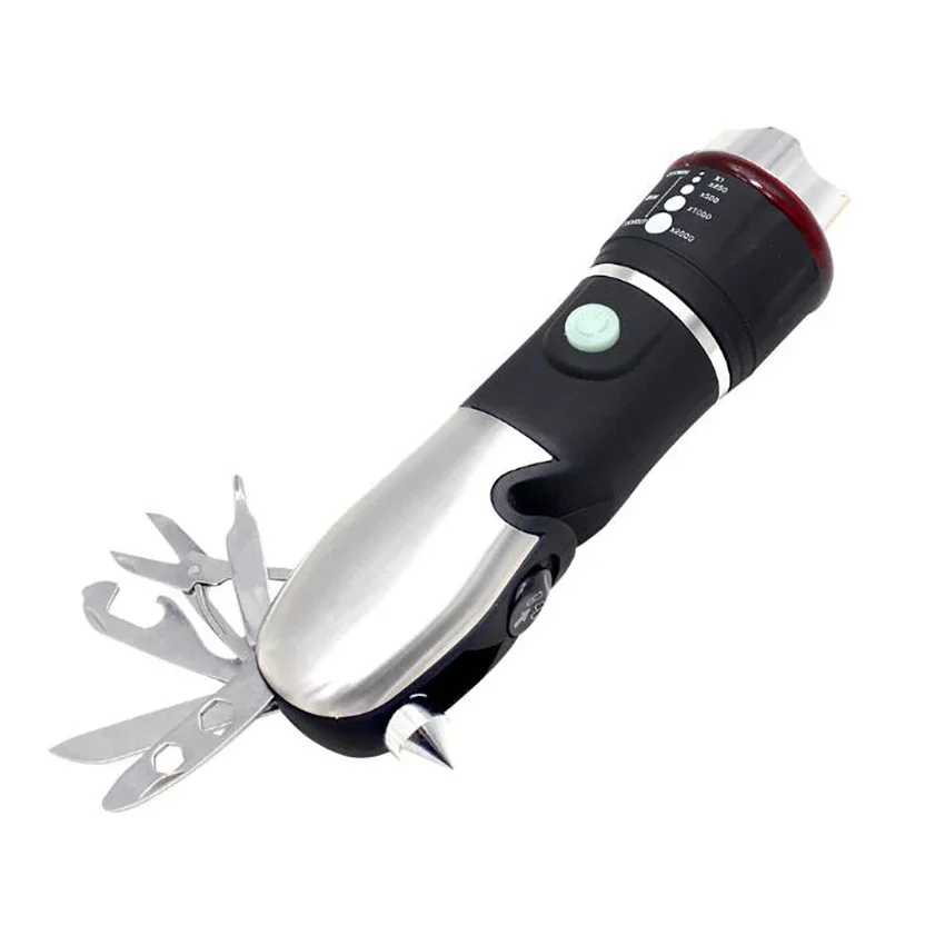 Auto Emergency Tool & Flashlight with Safety Hammer & Multi-function Knife Tools Outdoor Camping Flashlight Battery Charged 2
