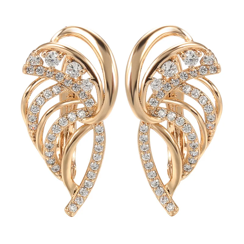 Boucles d'oreilles en or massif 14 carats pour femmes, bijoux d'oreille fins, or jaune 14 carats