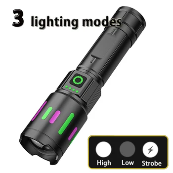 S615 Powerful LED Flashlight Rechargeable Zoomable Tactical LED Flashlight Super Bright Torch Lantern for Outdoor Camping Hiking 2