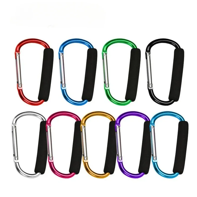 

2pcs Large Carabiner Stroller Hooks Organizer Aluminum D Ring Spring Snap Keychain Clip Carry Handle for Hanging Purses Shopping