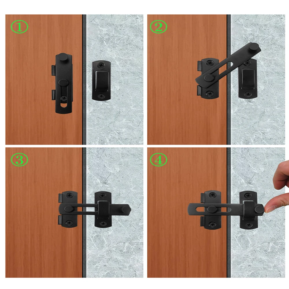Door Latch Gate Latch Sliding Barn Door Latch Locking Matte Black Stainless Steel Gate Latches Flip Safety Door Bolt Lock