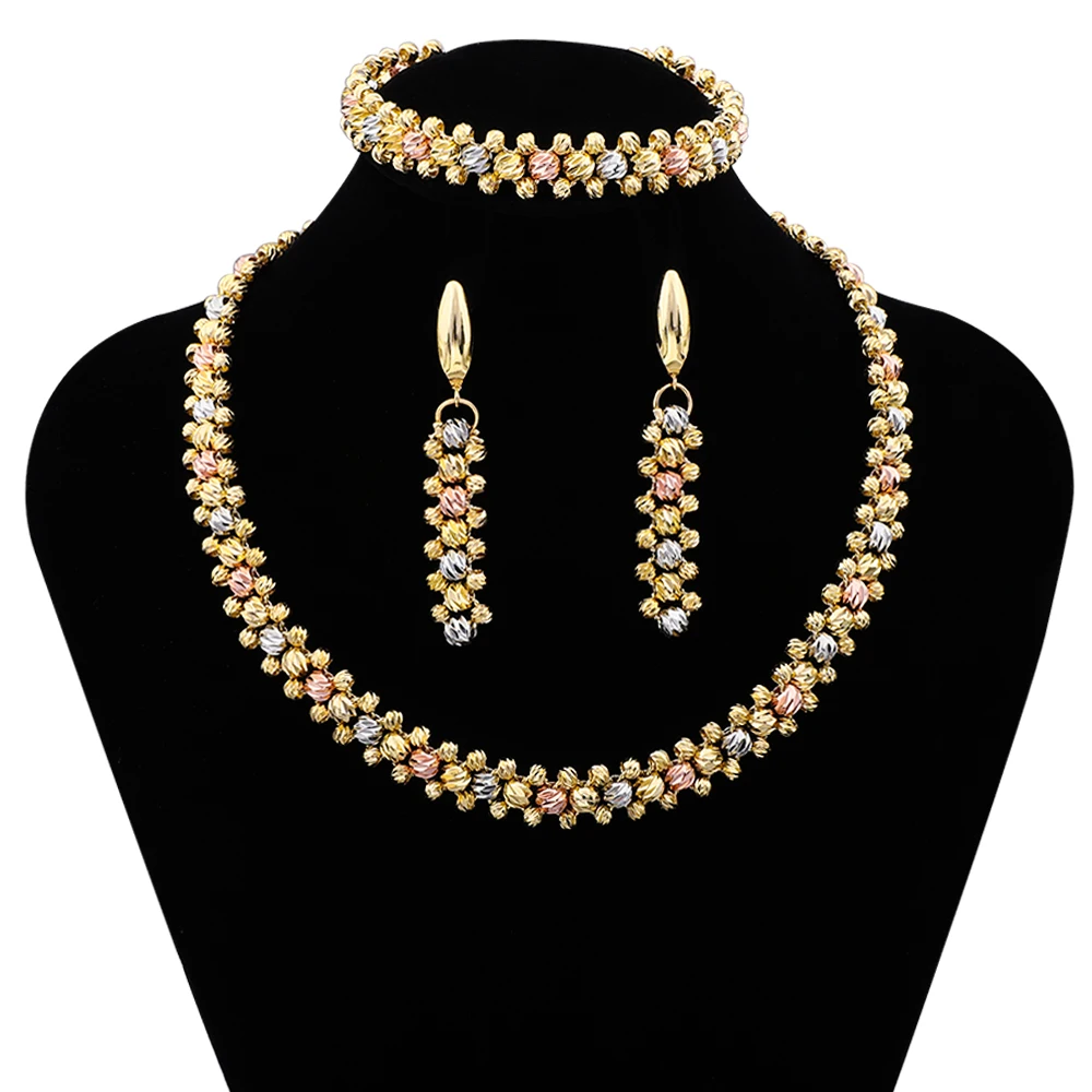 

Dubai Colorful Women's Necklace Ear Charm Ring Bracelet Indian Jewelry Set Luxury Fashion Style Dinner Daily Clothing Accessorie