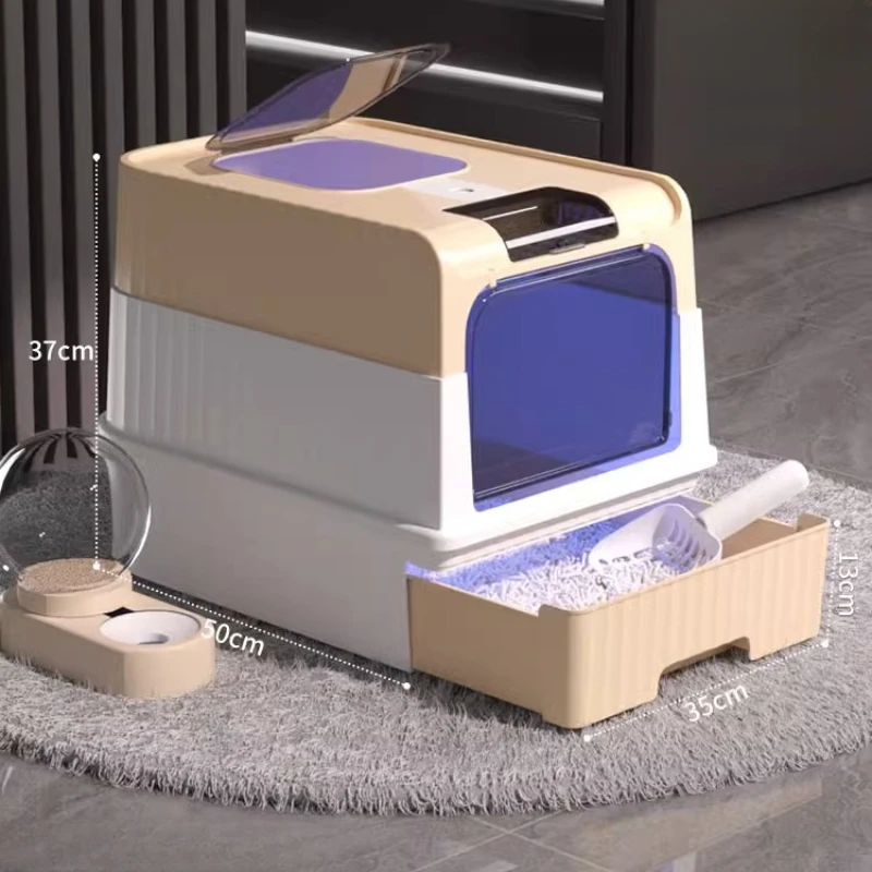 

Convenient Deodorization Cat Bedpans Drawer Leak Proof Toilet Covered Cat Bedpans Enclosed Indoor Mascotas Pet Products QF50CB