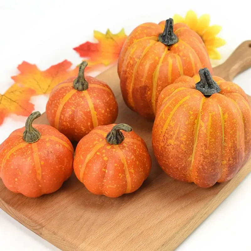 7pcs Artificial Pumpkins Fake Vegetable Model Thanksgiving Halloween party Craft Home Table Display Fall Harvest Decorations