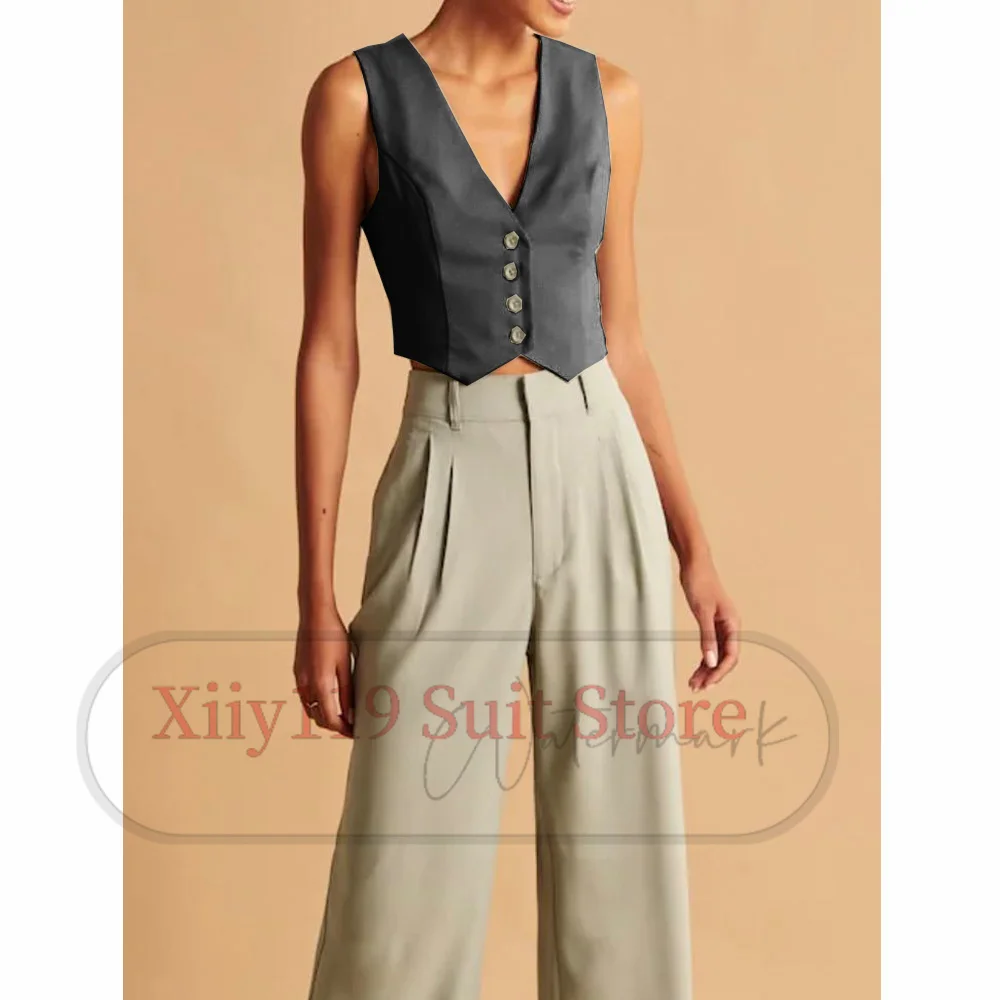 Aeleganmis Y2K Business Slim Women's Vest Office Work Casual Vest Office Women's Solid Color Vest Jacket Knit vest