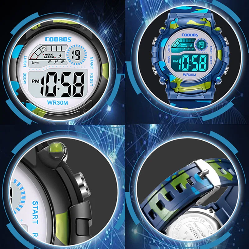 New Boys Sports Military Kids Digital Watches Student Childrens Watch Fashion Luminous LED Alarm Camouflage Girls Clock Gifts images - 6