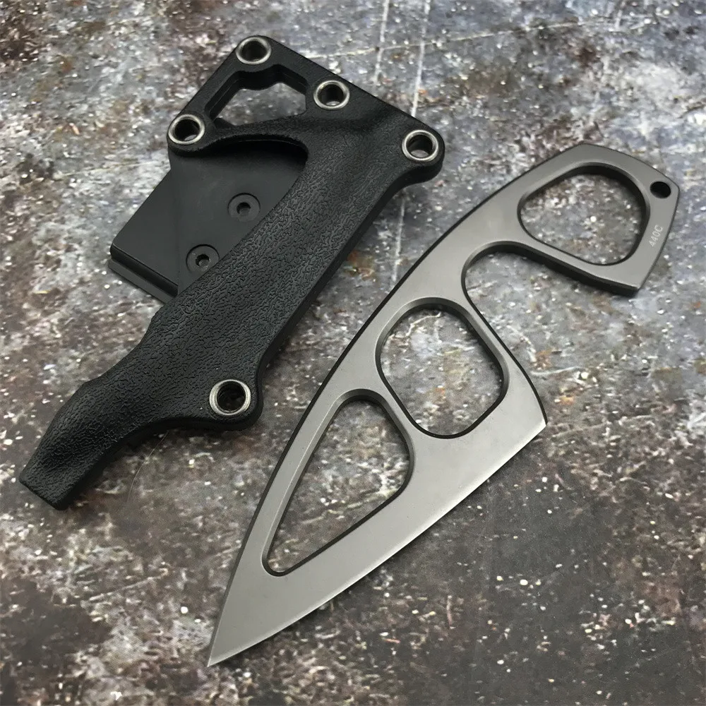 PocketEDCNecklaceFixedBladeKnife25DropPoint440CSteelHandle