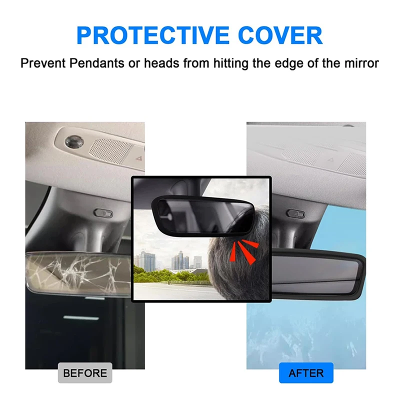 Silicone Rear View Mirror Protective Frame Edge Cover Rearview Mirror Protector Car Interior Accessories For Tesla Model Y / 3