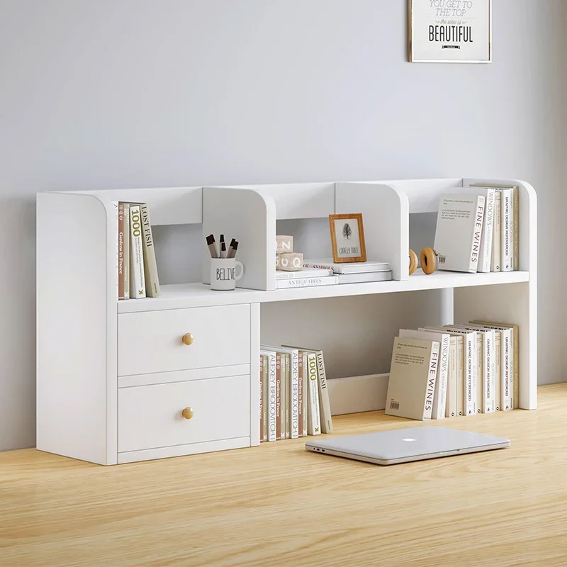 Offer Multilayer Desktop Book Shelves  Partitioned Room Storage with Drawer Design Stable Load-bearing Bookcase for Organized