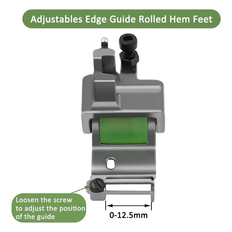 GIGI X6 Adjustables Edge Guide Rolled Hem Feet 0.1-12.5Mm, Roller Hemmer Press Foot For Industrial Lockstitch
