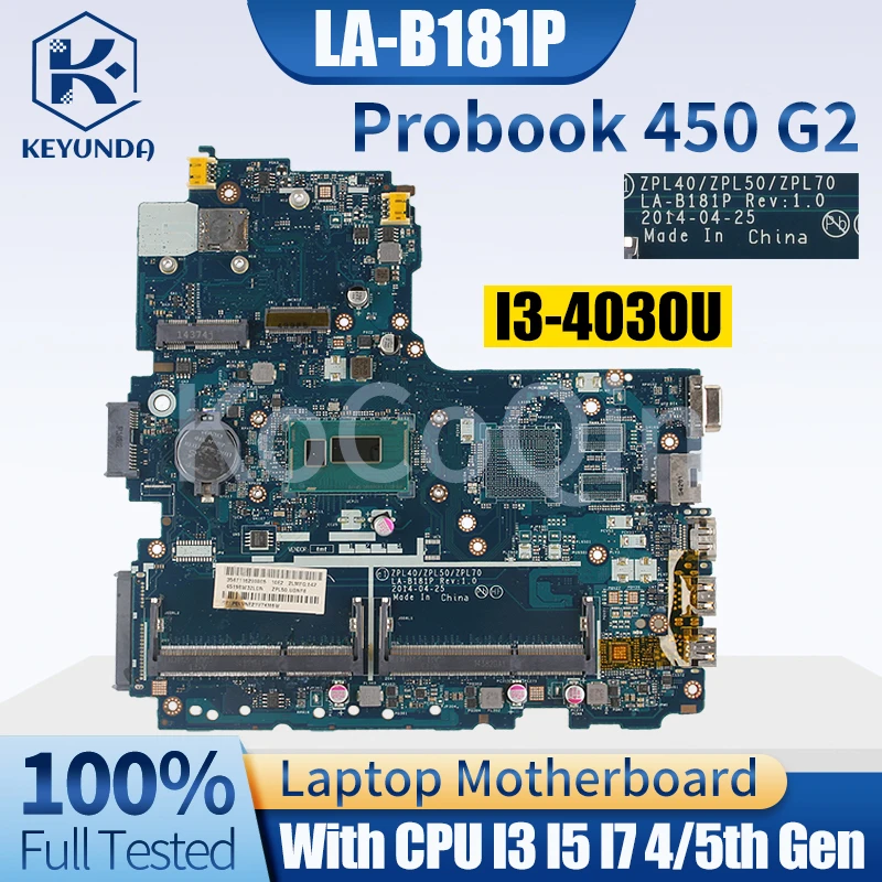Placa-mãe Testada do Portátil para hp Probook 440 450 g2 La-b181p 799548001 799962-001 799552601 782636-001 i3 i5 i7 5