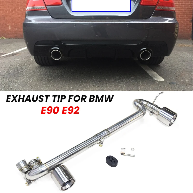 304StainlessSteelCarbonFiberDoubleOutCarExhaustTipMufflerFor