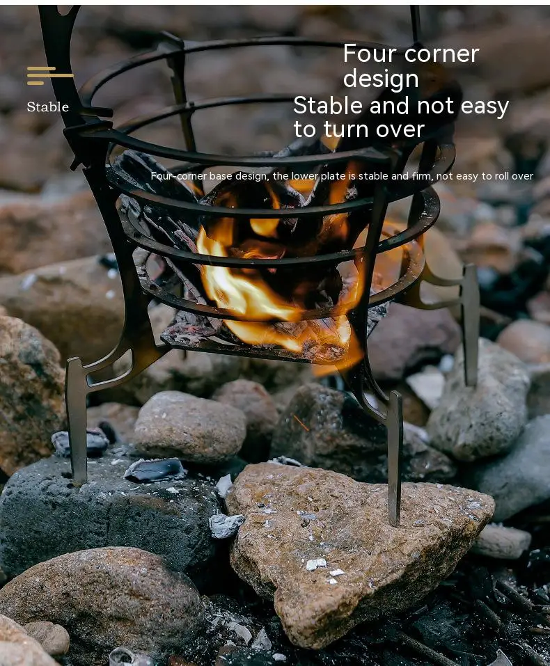 New Camping Stove Hanging Wood Stove Outdoor Campfire Pit Wood Burner Stainless Steel Burning Furnace For Barbecue Bonfire