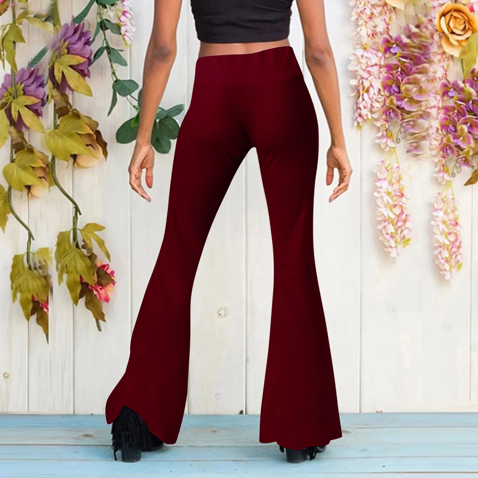 

Women Casual Pants Flare Leg High Waist Trousers Full Length Solid Color Business Casual Pants For Women Spring Summer Trouser
