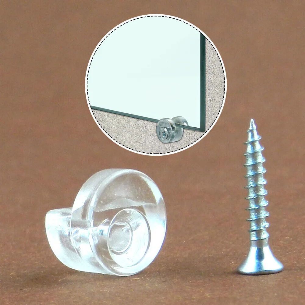 Description Picture 6 of item4pcs Mirror Holder Clips Bathroom Mirror Hinger Fixed Accessories Glass Plastic Wall Bracket Clamp Glass Wall Hanging Fixing Kit