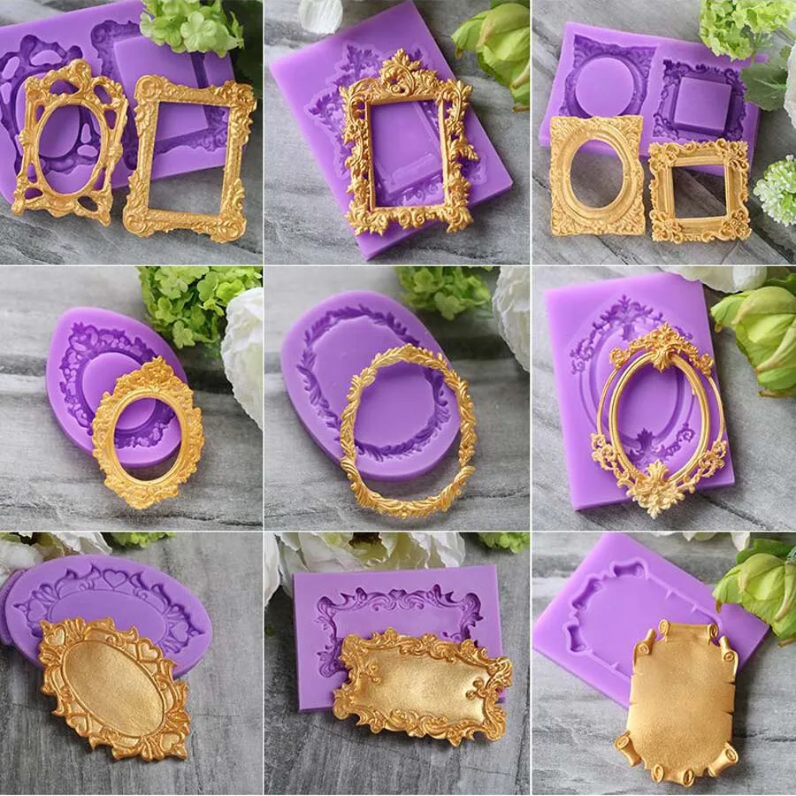 Beautiful Frame Shape Silicone Molds Kitchen DIY Cake Decor Fondant Bakeware Decorate Barking Tools Clay Mould