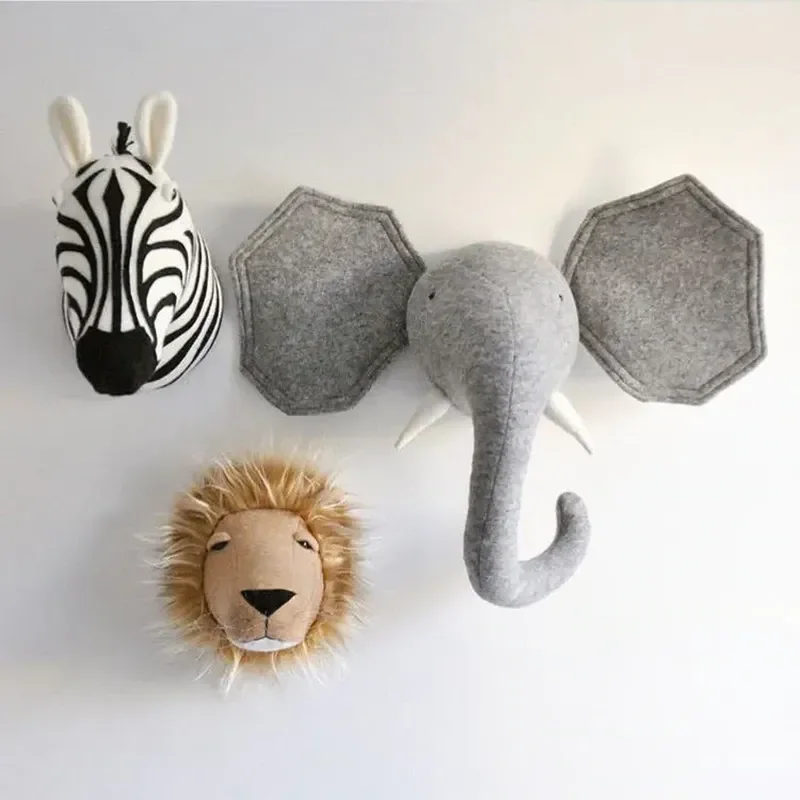 Plush Doll Anime Plush Doll Plush Pendant 3D Animal Head Wall Mount