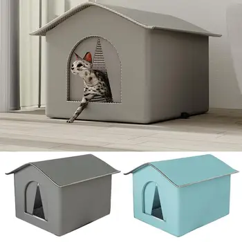 Outdoor Cat House Foldable Warm Pet Cave for Winter Waterproof Rainproof Kitten Cave Pet Tent Bunny Bed for Feral Cat Puppy 1