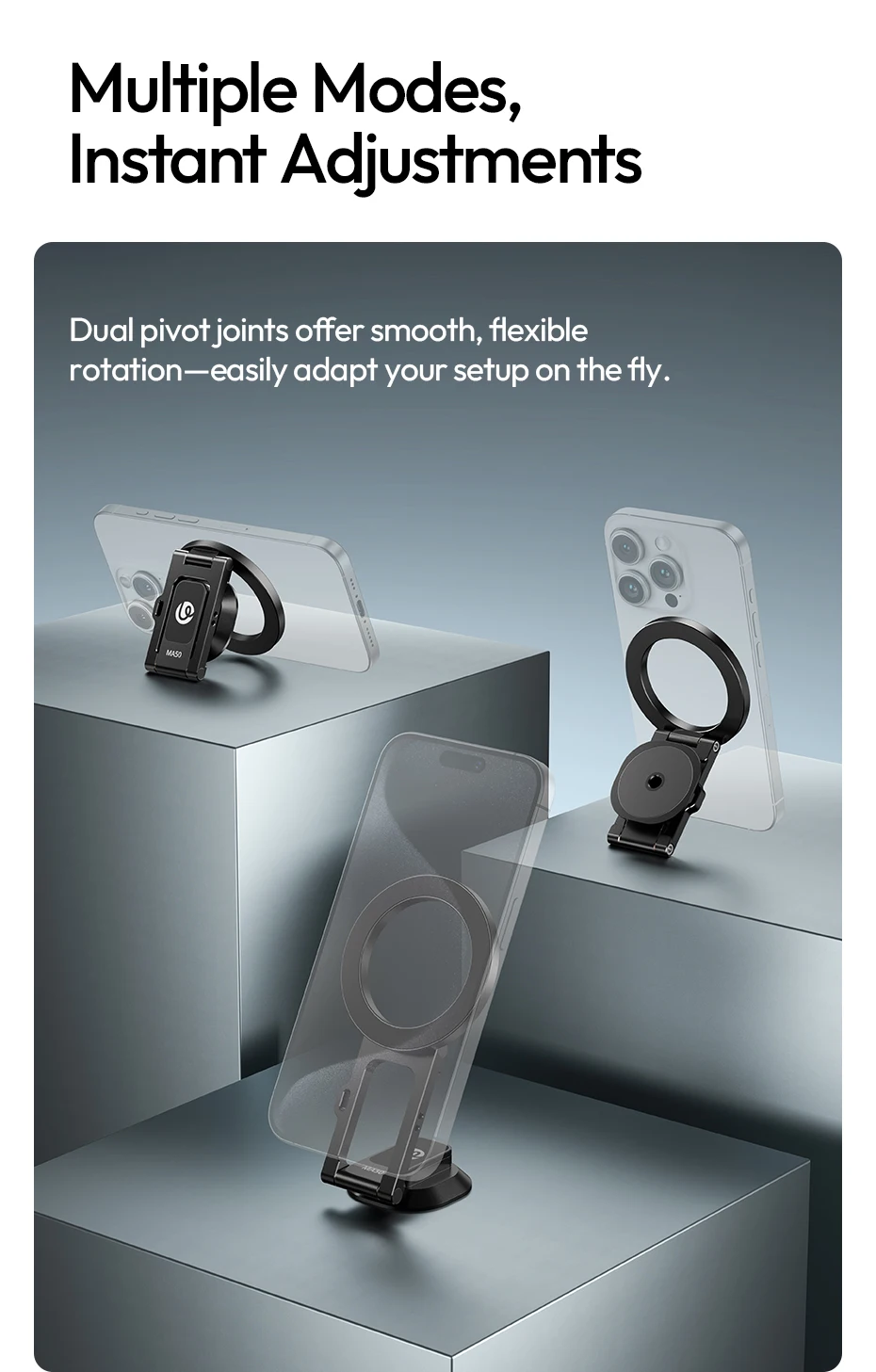 MA50 Uka Foldable Magnetic Phone Holder for Iphone 16 15 14 13 Tripod Mount Mags