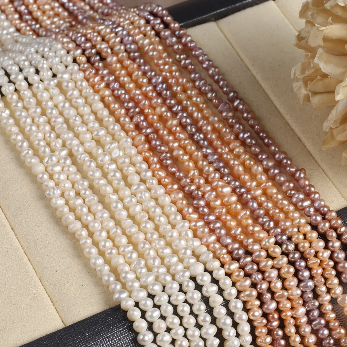 

3-3.5mm Natural Freshwater Pearl Beads Round White Orange Purple Beads Pearl Loose Beads for Jewelry Making Necklace Bracelets