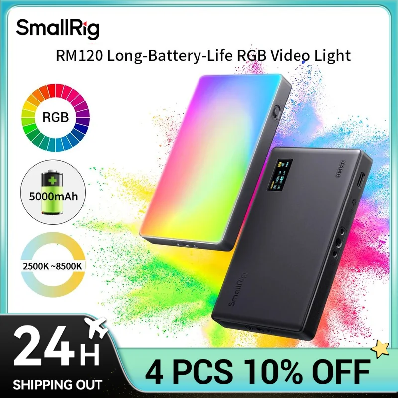 

SmallRig RM120 Super Long-Battery-Life RGB Video Light Portable All-in-One Design Ultrathin RGB Light 2500K ~ 8500K 3808