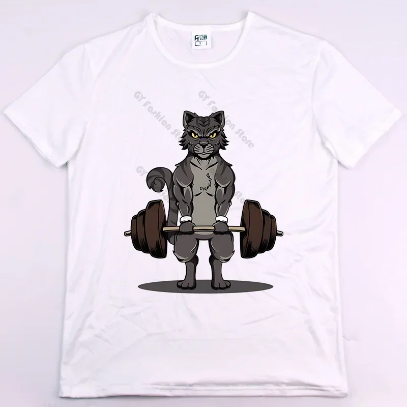 thumbnail image 1 of Camiseta de cuello redondo para hombre, divertida, de manga corta, informal, de gran tamaño, con texto en inglés "Buns of steel Rabbit Fitness Gym Rat Bodybuilding", 1 of 5