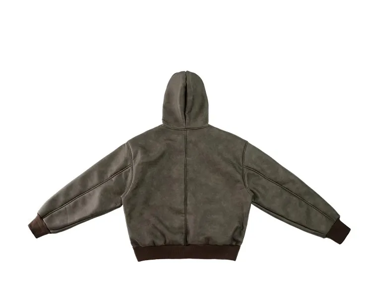 Tung Sung Heavy and Old Fur Integrated Hooded Jacket for Men Loose Casual Thickened Velvet Y2k Coat Men Winter 6