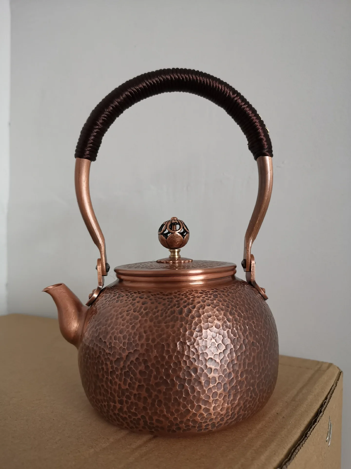 

Manual hammer pattern copper teapot red copper teapot antique thickened uncoated kettle tea set set manufacturer