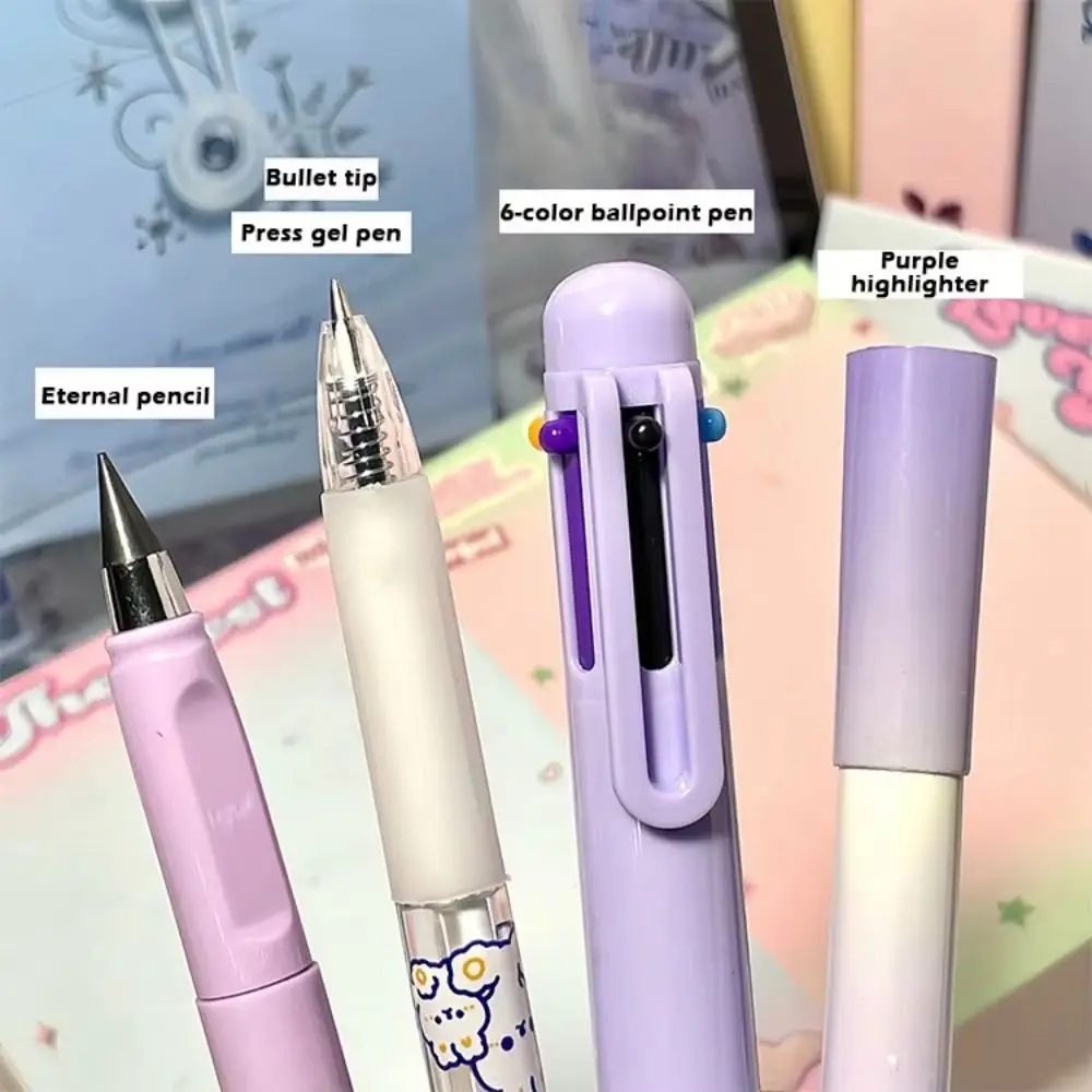 Set di Cancelleria Scolastica con 6 Penne Colorate a Tema Cartone Animato, Kit Regalo per Studenti con Marcatori di Grande Capacità - immagine 6