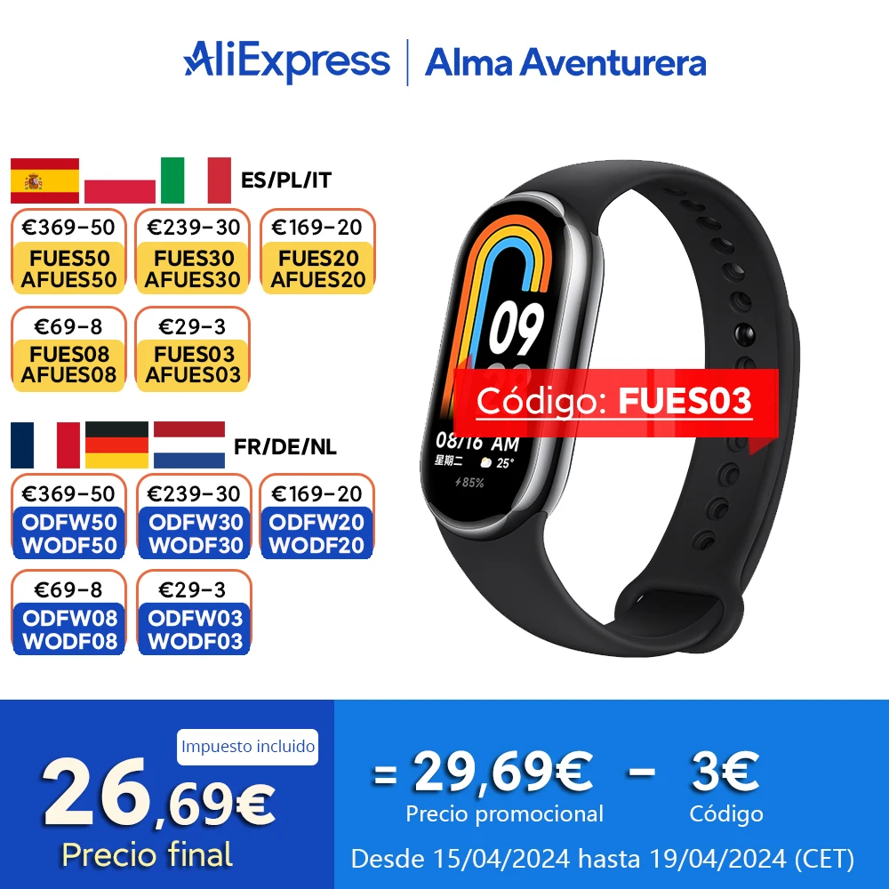 Xiaomi Mi Band 8 Smart Bracelet 1.62 "Color Amoled Blood Oxygen Smart Band Fitness Traker Frequenza Cardiaca 5Atm Waterproof Miband 8