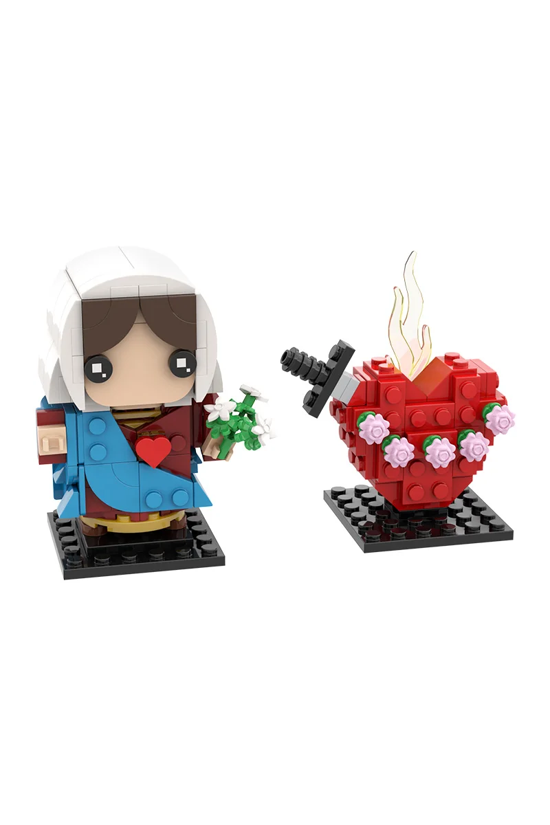 MOC Jungfrau Maria Modell Bausteine Cor Immaculatum Mariae Jesus Mutter Katholische Religion Figur Ziegel Spielzeug Geschenk – Detail 1