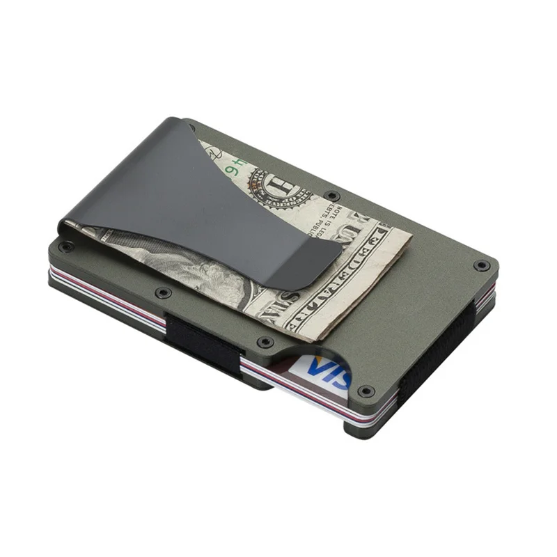 Luxury Designer RFID-Blocking Aluminum Card Holder with Metal Money Clip