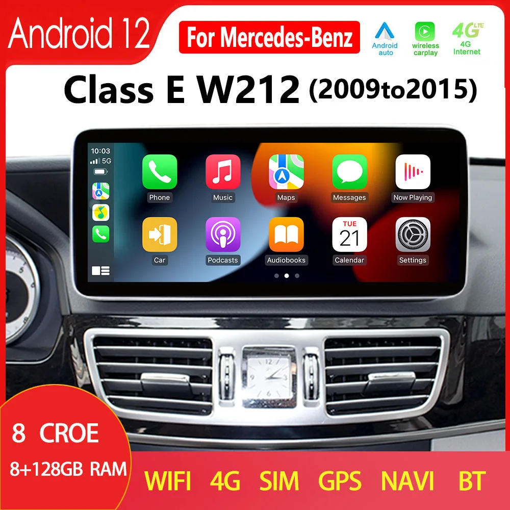 

W212 Android 12 Wireless CarPlay For Mercedes Benz E Class 2009to2015 Car Radio GPS Navigation Multimedia Player Touch Screen