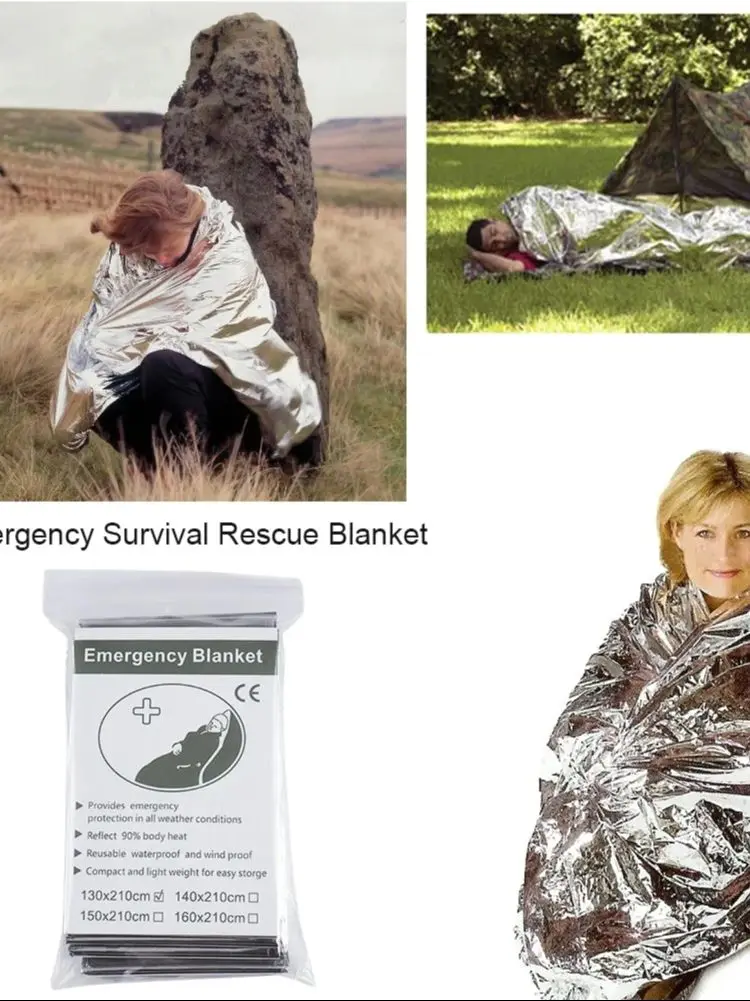 Survival Emergency Mylar Thermal Blanket Foil Space Blanket for NASA Body Warmer Outdoor First Aid Camping Gear Hiking Travel