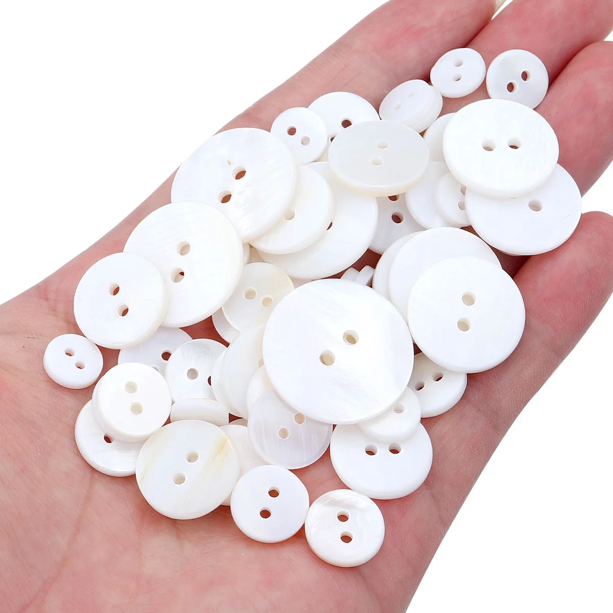 5-20 Teile/los 9-25mm Weiß Natürliche Shell Tasten 2/4 Löcher Runde Shell Nähen Zubehör Für Kleidung hemd DIY Handwerk Materialien – Detail 10