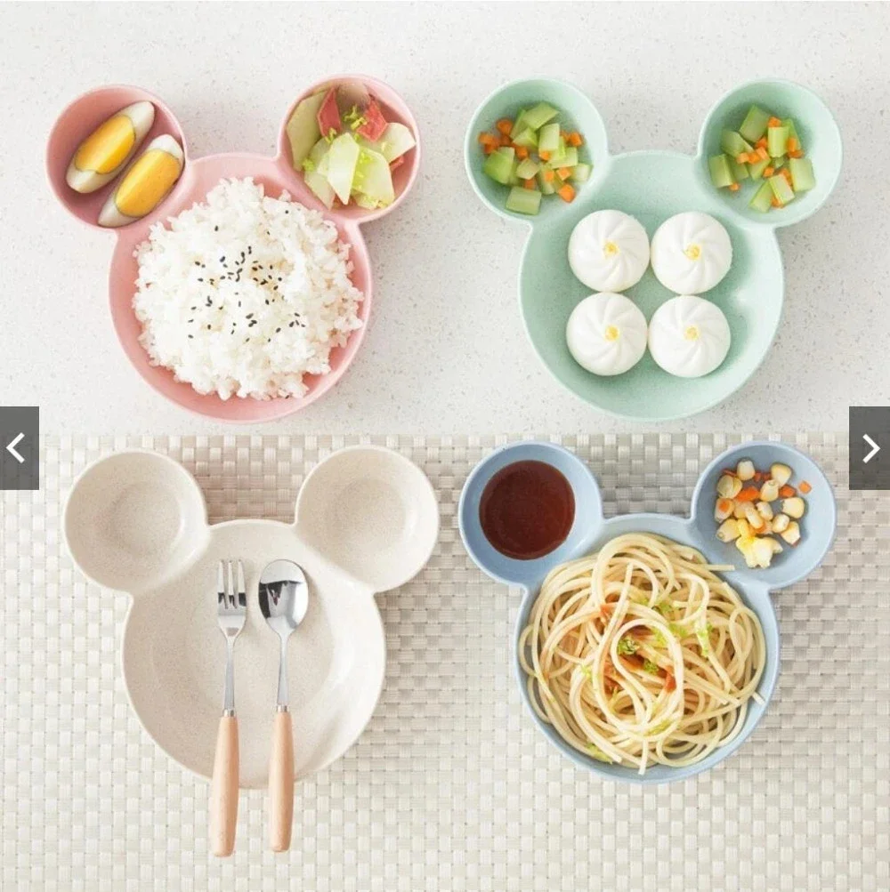 Kid Mickey Bowl Dishes Cartoon Mouse Lunch Box Kid Baby Children Infant Baby Rice Feeding Bowl Plastic Snack Plate Tableware