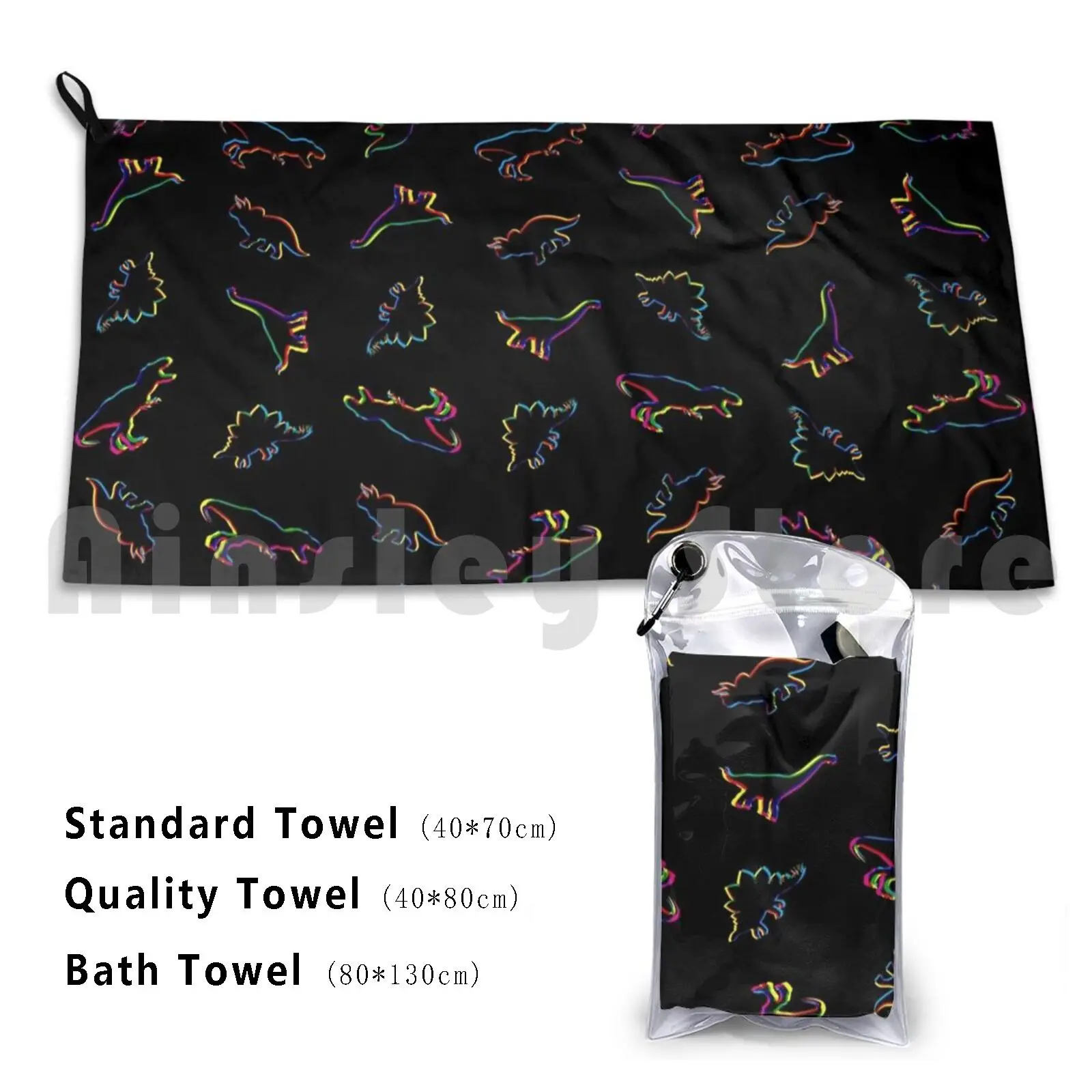 Cmyk Dinosauri (Nero) Asciugamano Personalizzato Asciugamano Da Bagno Dinosauro Herbivore Carnivore Dino T Rex Tyrannosaurus