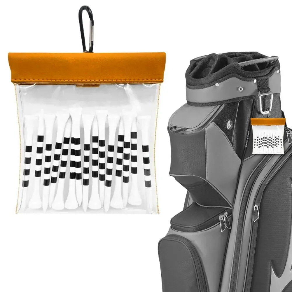Golf Tees Pouch with Clip - Transparent Storage Bag for Outdoor Sports Accessories