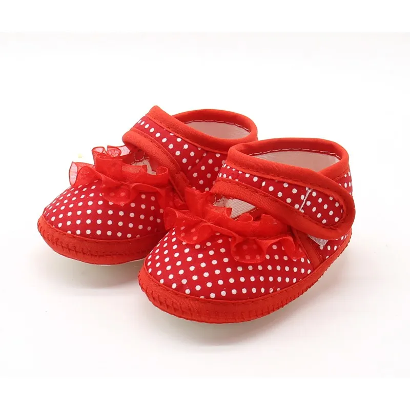 Newborn Baby Shoes Dot Mesh Knot Soft Sole Walking Shoes Infant Baby Non-slip Cloth Bottom Shoes 4
