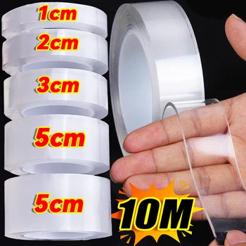 1-10M Nano Double Sided Adhesive Tape Heavy Duty Clear Waterproof Traceless Extra Strong Glue Removable Seal Gap Strip 1/2/3/5cm