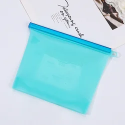 Reusable Silicone Food Storage Zip - lock Bags - Multi - use Lunch, Snack, and Freezer Seal Bags (4 Colors) - 2000ml (Blue)