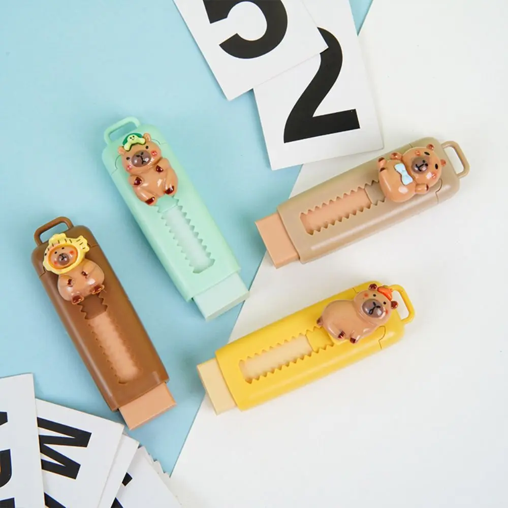 New Push Pull Capybara Eraser Cute Soft 4B Mess Free Sketch Stationary Student School Supplies