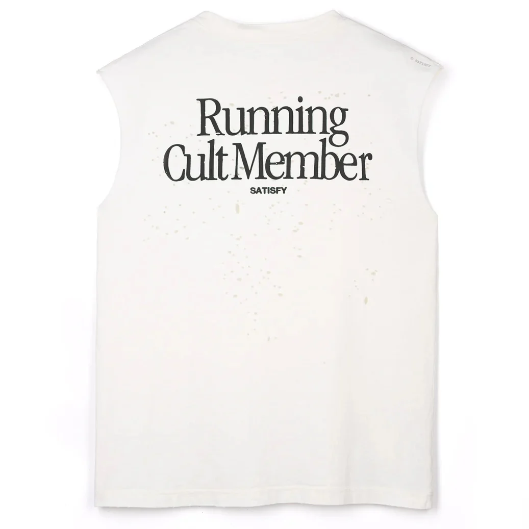 High Quali Satisfy Running Faion Sport oulder Pad Svel Loose Casual Pure Cotton Distred ort Sve T-irt