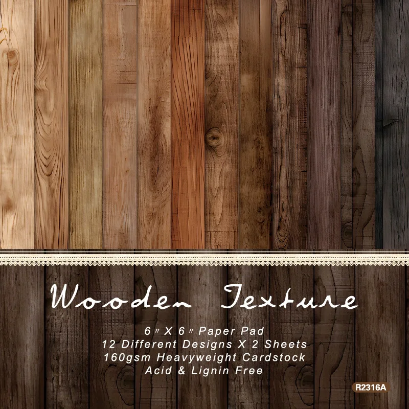 24 sheets 6"X6" Wood Texture Patterned Paper Pad Scrapbooking Paper Pack Handmade Paper Craft Background Pad Alinacraft - 5