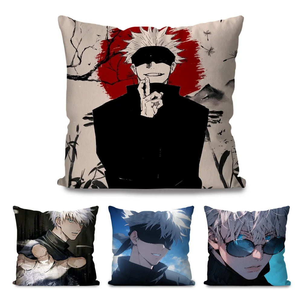 1pc Satoru Gojo Anime Jujutsu Kaisen Pillow Case Square Pillow Bedroom Sofa Leisure CushionCar Living Room Home Decoration 40X40 2