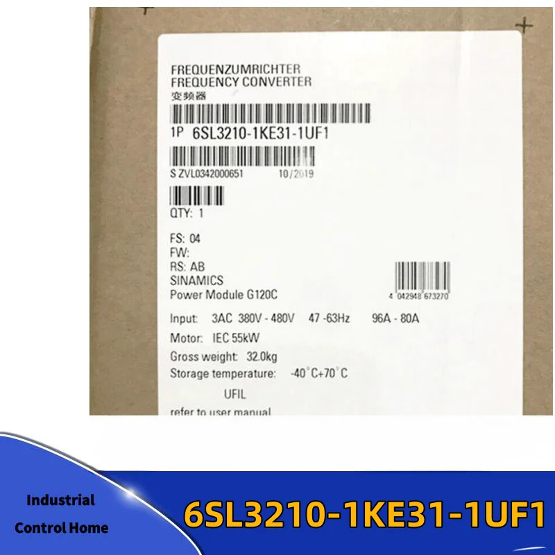 

Новый SINAMICS G120C Номинальная мощность, Трехфазный переменный ток 55,0 кВт 6SL3210-1KE31-1UF1 6SL3210-1KE31-1UF1