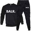 Men's Sets 2-Piece Hip Hop Anime Cartoon BALR Printed Plus Fleece Fashion Autumn Men O-Neck Sweatshirts Sweatpants Casual Suit 1