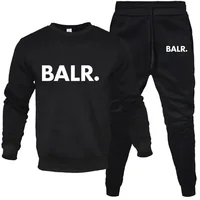 Men's Sets 2-Piece Hip Hop Anime Cartoon BALR Printed Plus Fleece Fashion Autumn Men O-Neck Sweatshirts Sweatpants Casual Suit 1