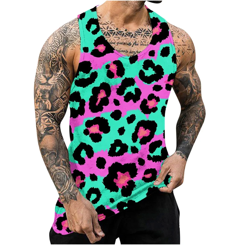 

Майка мужская быстросохнущая с леопардовым принтом, спортивная майка, модная уличная одежда в стиле Харадзюку, лето