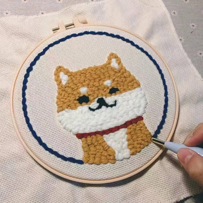 Punch Needle Craft Cloth Monk Cloth Cotton Embroidery Needlework Fabric DIY Needlework Pen Handmade Crafts Magic Pen Accessory - 5